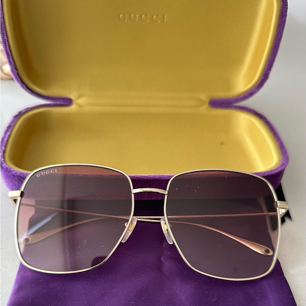Gucci Gold and Pink Sunglasses